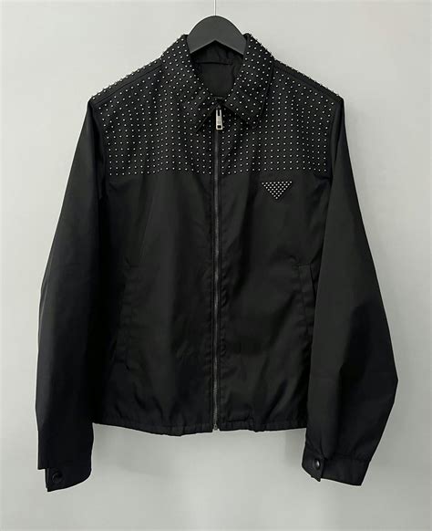 prada studded jacket|prada nylon jacket women's.